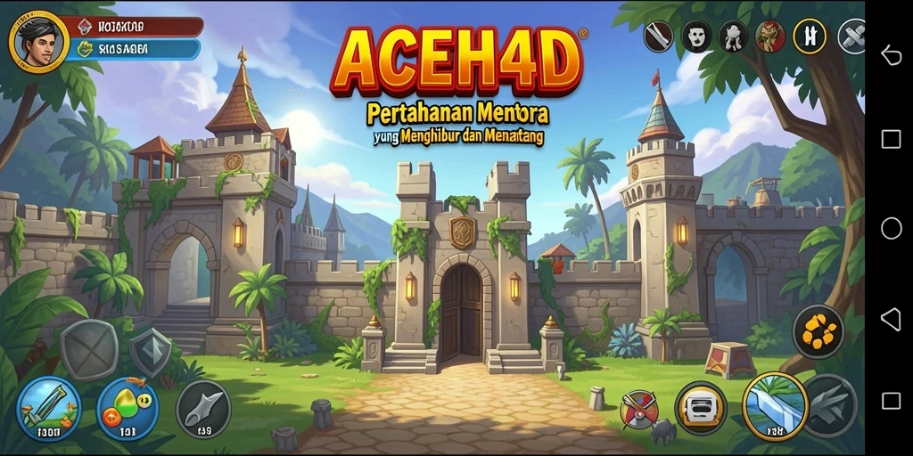 Tampilan gameplay menara pertahanan yang dinamis dan menarik.