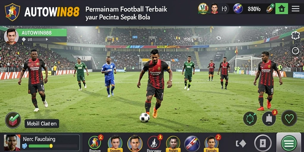 Tampilan gameplay seru dari AUTOWIN88 dengan aksi sepak bola yang menegangkan.