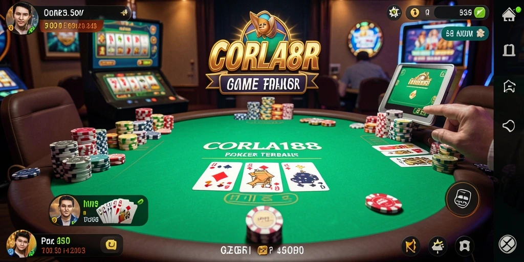 Tampilan gameplay menarik dari CORLA188, dengan aksi Poker yang mendebarkan.
