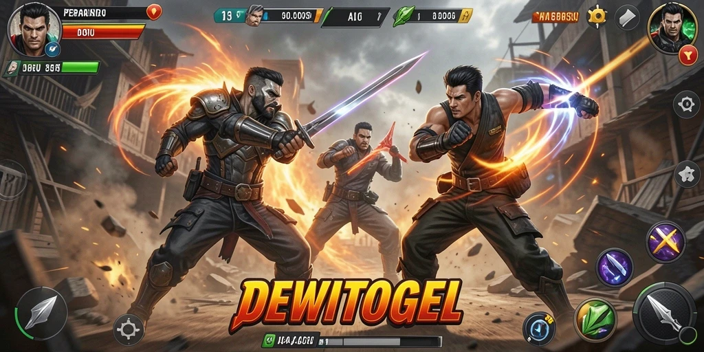 Screenshot gameplay DEWITOGEL menampilkan aksi pertarungan yang mendebarkan.