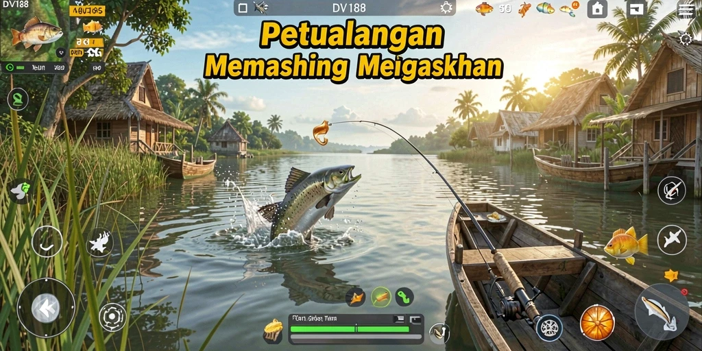 Screenshot gameplay yang menunjukkan keseruan saat memancing.