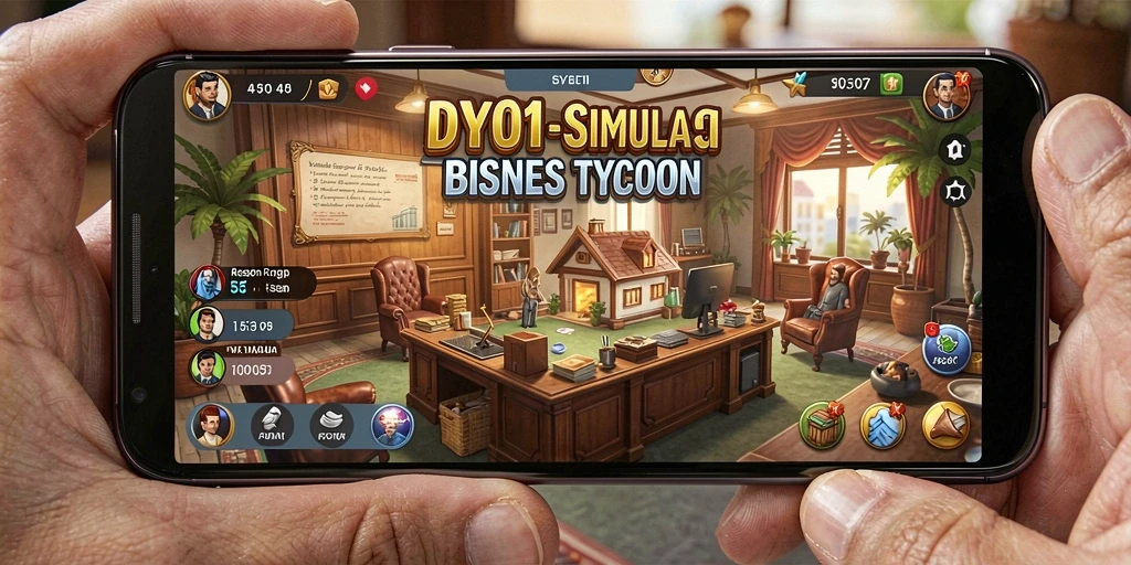 Screenshot gameplay DY01 yang menampilkan keseruan membangun bisnis.