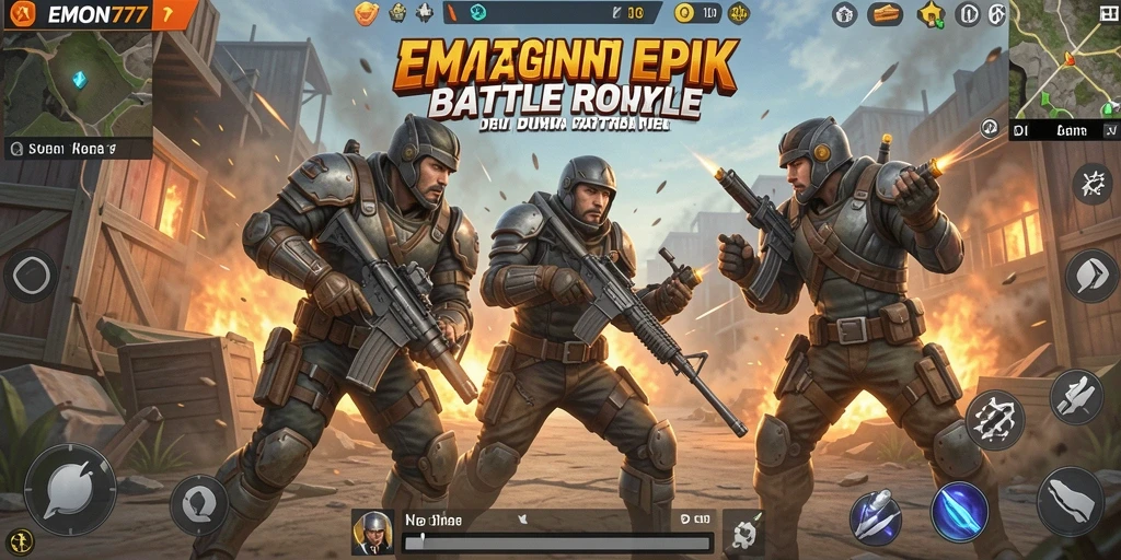 Screenshot antarmuka permainan EMON777 dengan aksi pertempuran sengit.
