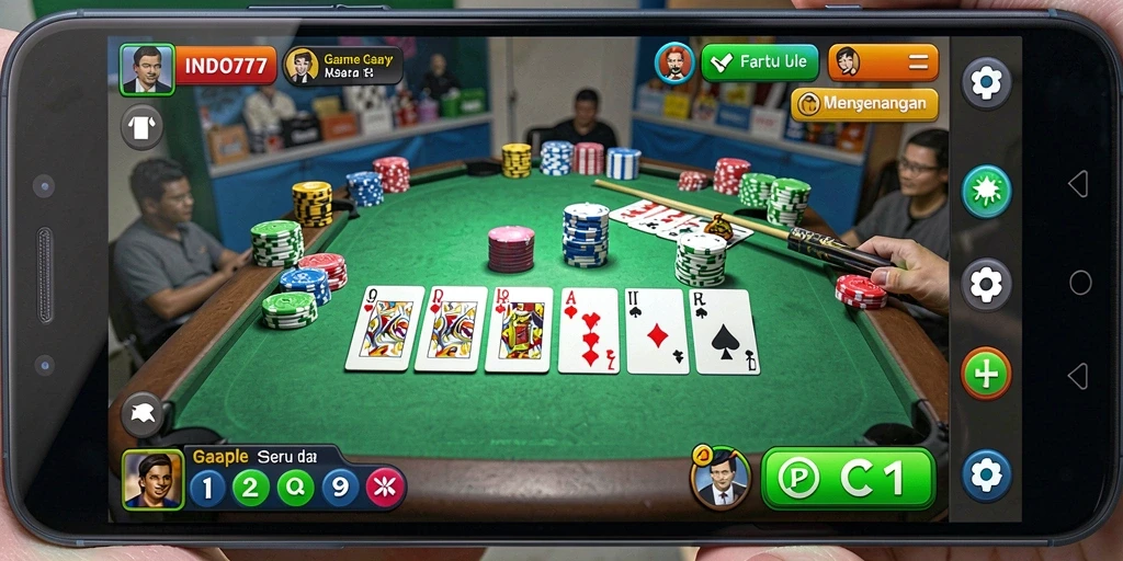 Tampilan gameplay seru dari INDO777, permainan Gaple yang menarik.