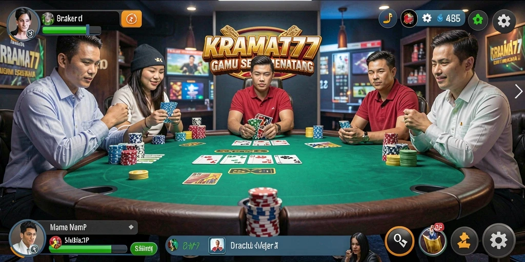 Tampilan gameplay seru di KRAMAT77 saat bermain Poker.