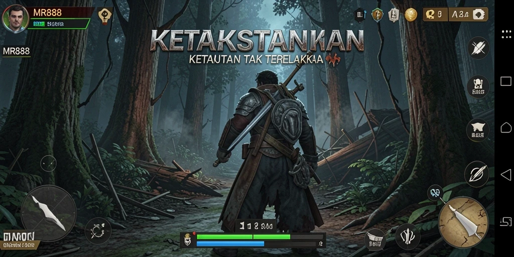 Screenshot gameplay MR888 dengan suasana horor yang mencekam.