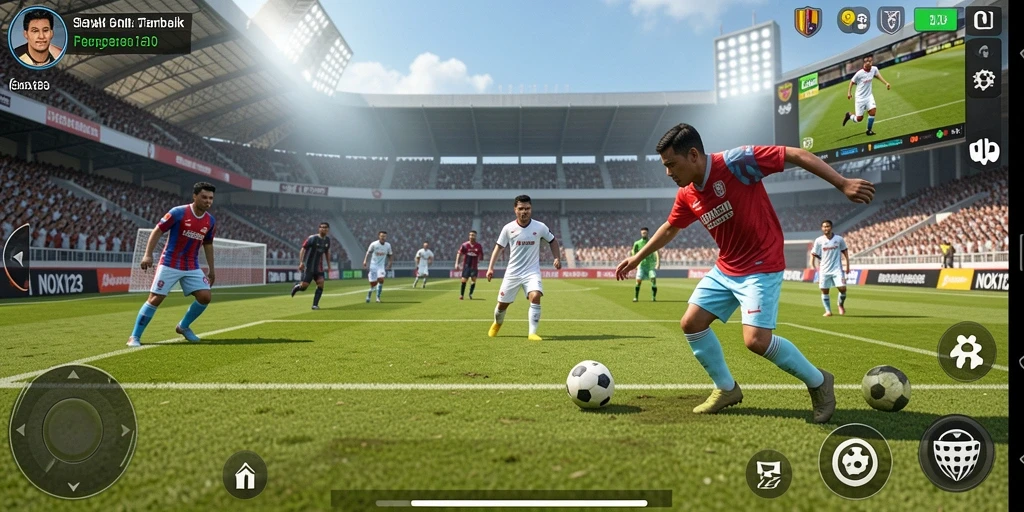 Tampilan gameplay seru dalam permainan sepak bola NOX123.