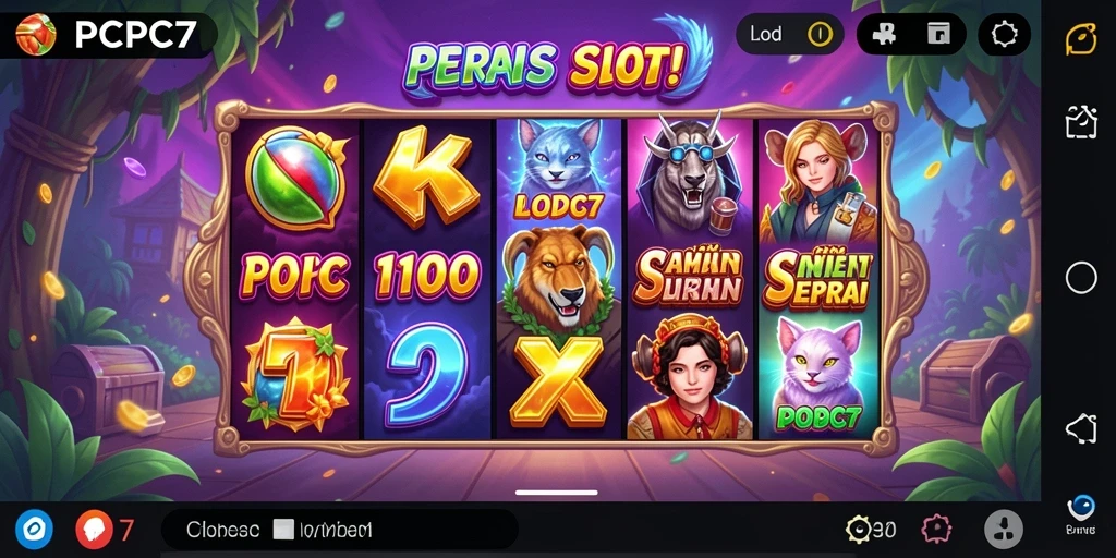 Screenshot utama PCPC7 menampilkan gameplay Slot yang mendebarkan.