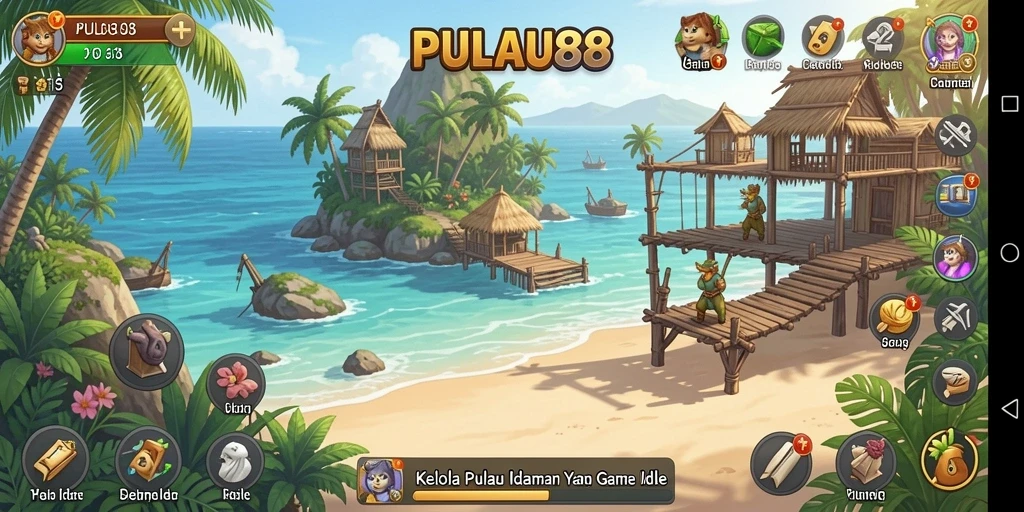 Tampilan gameplay pulau yang menakjubkan dalam PULAU88.