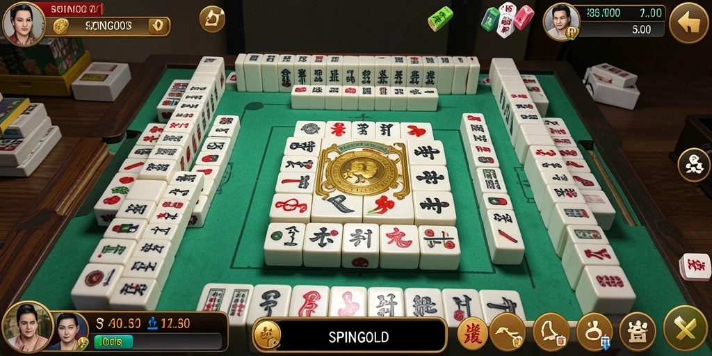 Screenshot gameplay SPINGOLD menampilkan papan Mahjong yang menarik.