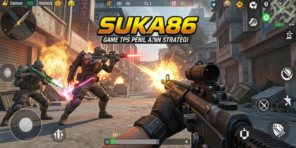 Screenshot gameplay <strong>SUKA86</strong> menampilkan aksi tembak-menembak yang seru dan mendebarkan.