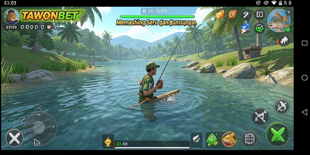 Screenshot gameplay TAWONBET menampilkan pengalaman memancing yang seru.